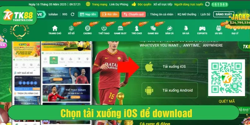 Click vào tải xuống iOS