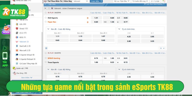 Hệ thống phân loại game theo giải đấu, dễ dàng lựa chọn