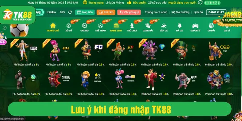 Lưu ý khi truy cập vào tài khoản