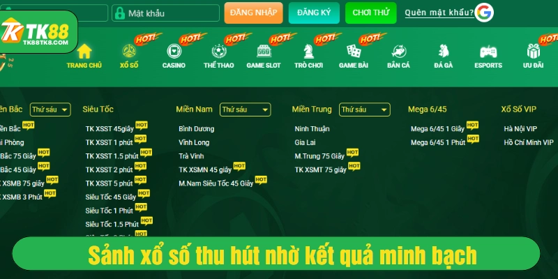 Sảnh xổ số thu hút nhờ kết quả minh bạch