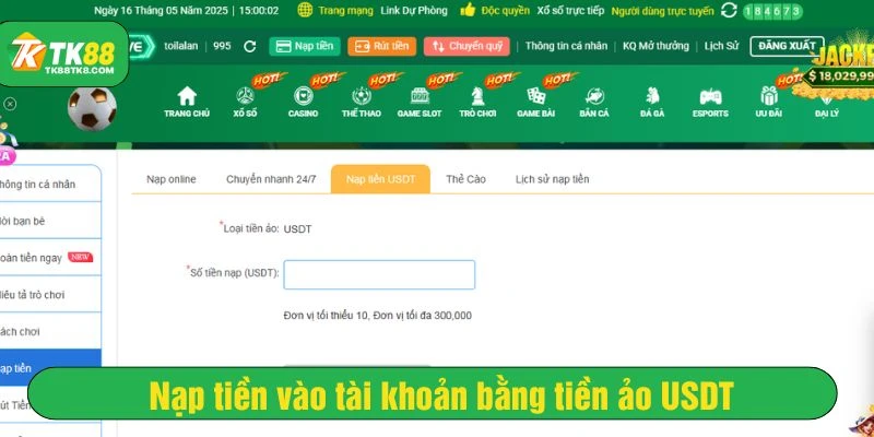 Sử dụng tiền ảo USDT