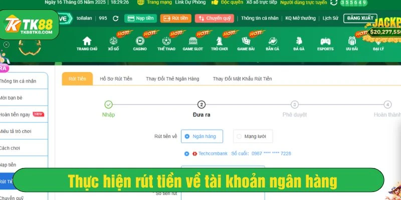 Thực hiện rút tiền về