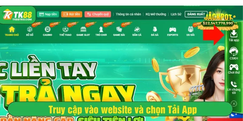 Truy cập vào website và chọn Tải app